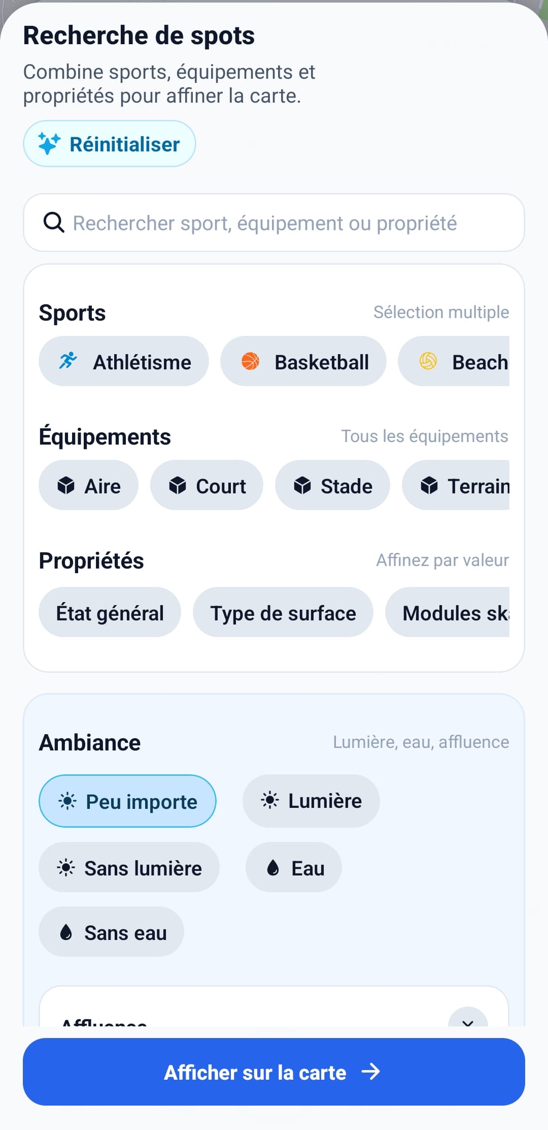 Capture SportSeek: Filtre finement