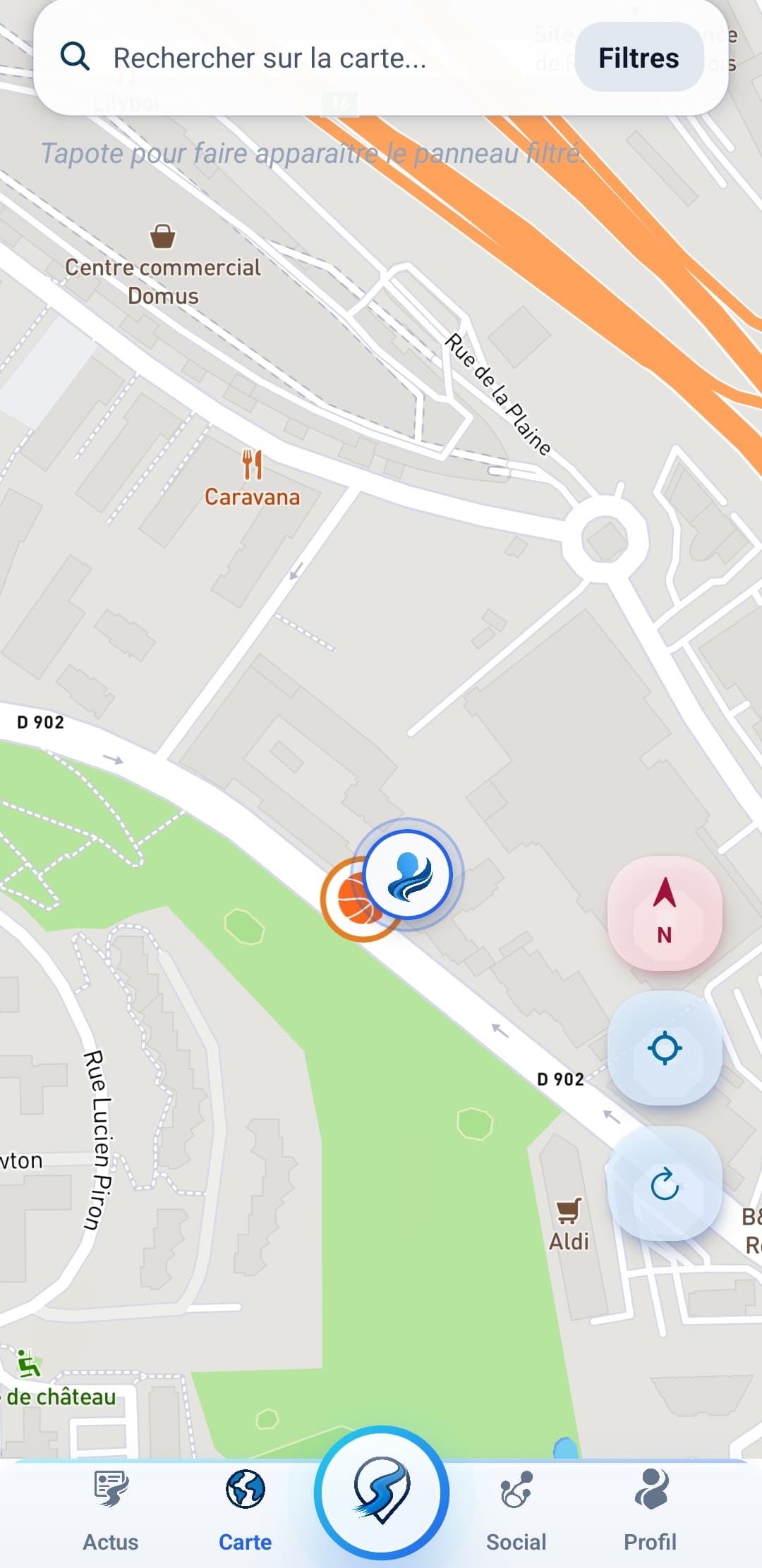 Capture SportSeek: Navigation fluide